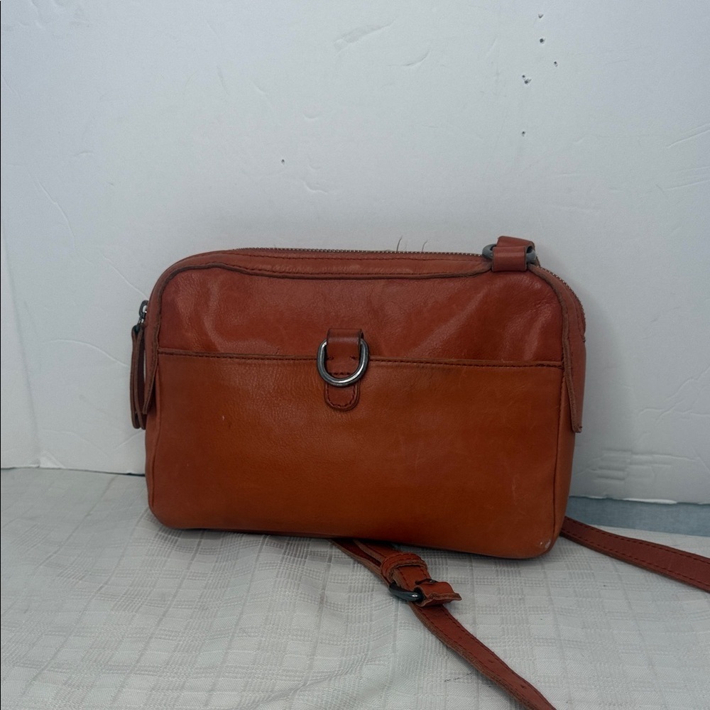 Men's Leather Crossbody Bag - Brown